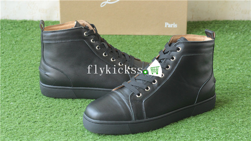 Christian Louboutin Flat Sneaker High Top Black Leather